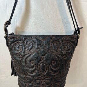 BRIGHTON - RARE Orianna Embossed Leather Bucket Bag